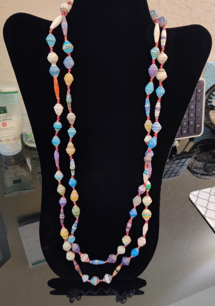 Long, Layering Necklace Made of Recycled Material